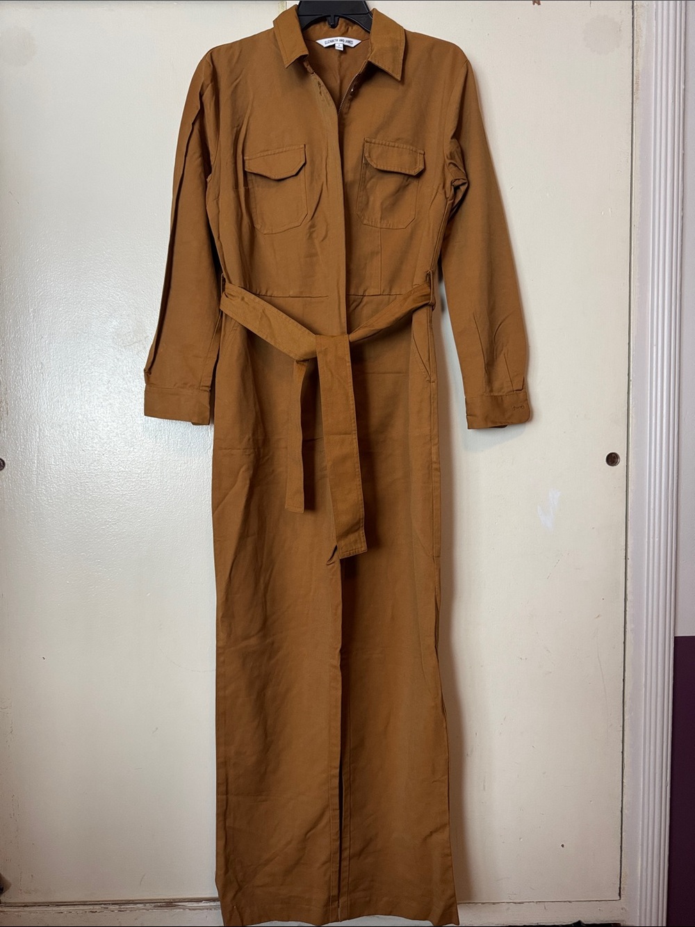 Elizabeth and James Rust Brown Utility Belted Jumpsuit